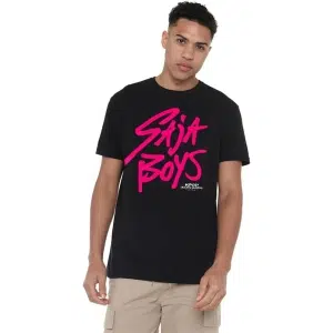T-shirt mixte noir logo rose Saja Boys