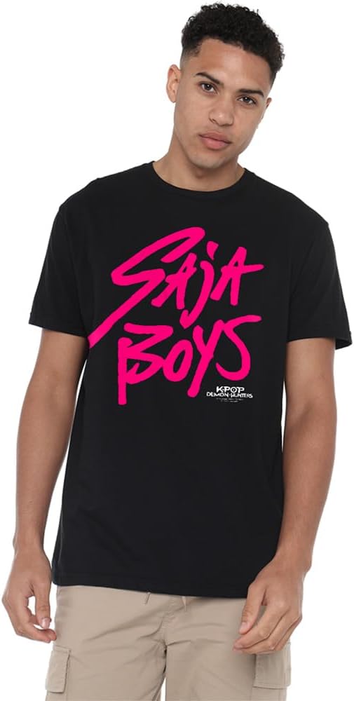 T-shirt mixte noir logo rose Saja Boys