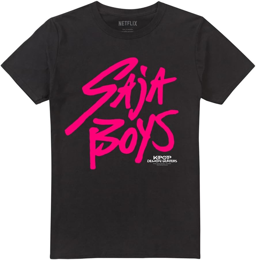 T-shirt mixte noir logo rose Saja Boys – Image 4