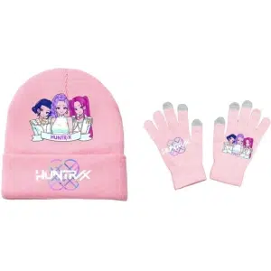 Bonnet et gants rose Rumi, Mira et Zoey