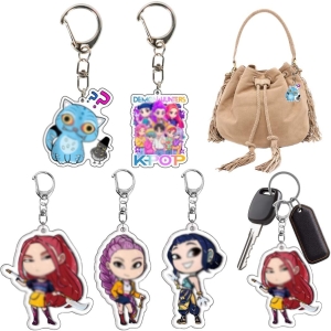 Porte-clés K-Pop Demon Hunters Huntrix, lot de 5 acrylique coloré
