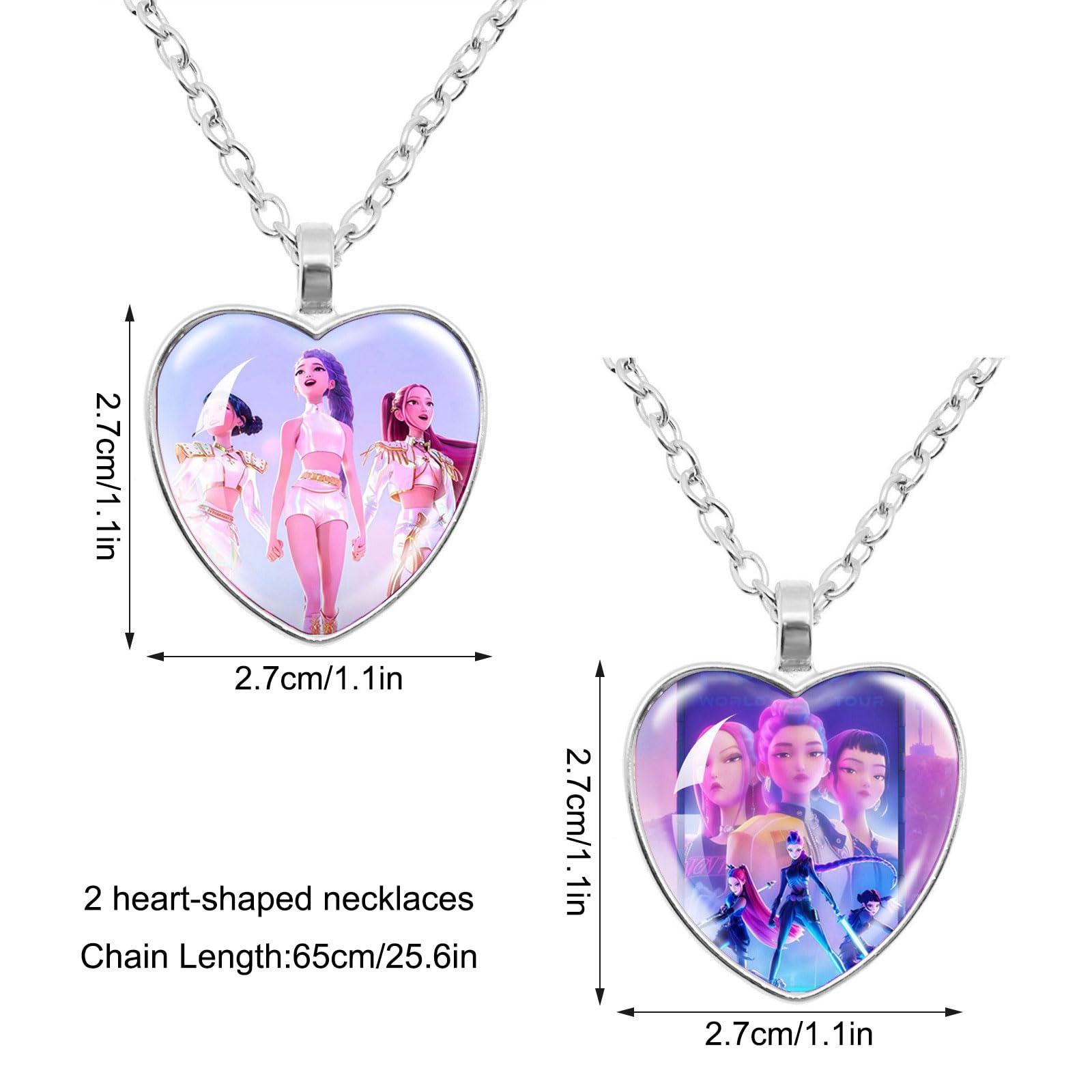Colliers K-Pop Demon Hunters avec Pendentif Cœur et Boucles d'Oreilles – Image 2