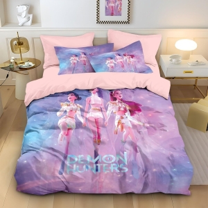 Parure de lit K-Pop Demon Hunters 140x200cm avec housse de couette et taie d'oreiller 65x65cm