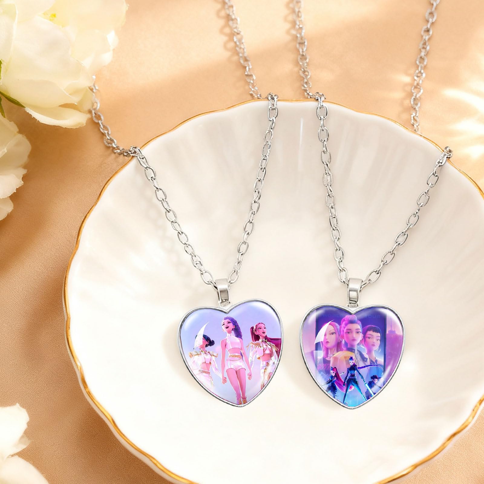 Colliers K-Pop Demon Hunters avec Pendentif Cœur et Boucles d'Oreilles – Image 3