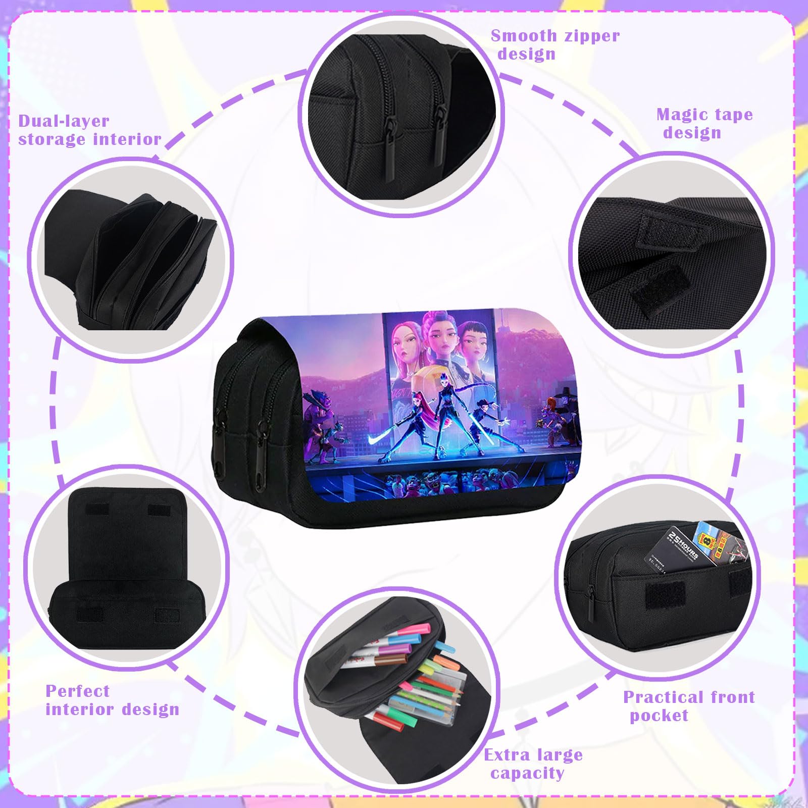 Trousse K-Pop Demon Hunters HUNTR/X à crayons pour filles – Image 4