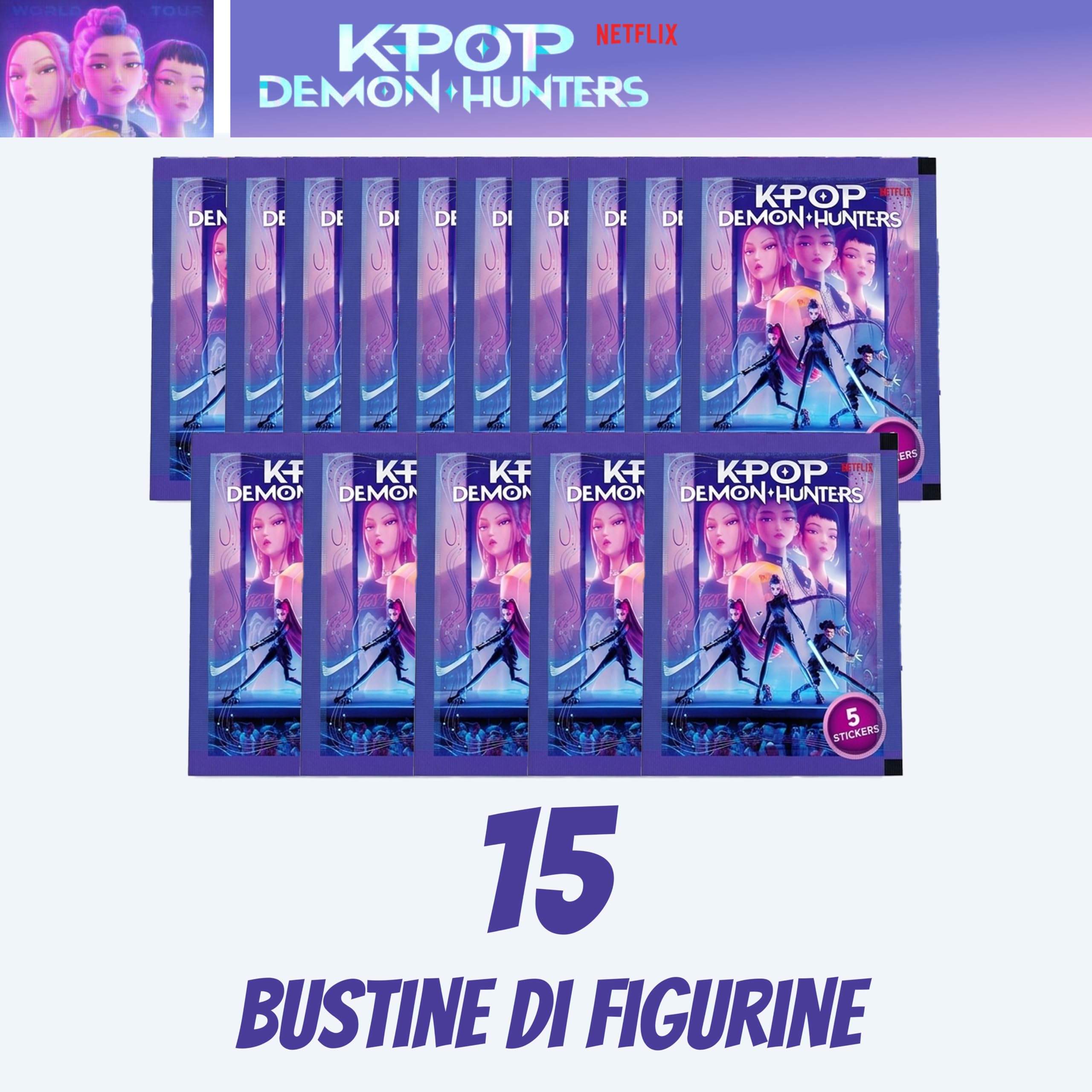 Figurine K-Pop Demon Hunters 15 paquets 75 autocollants – Image 2