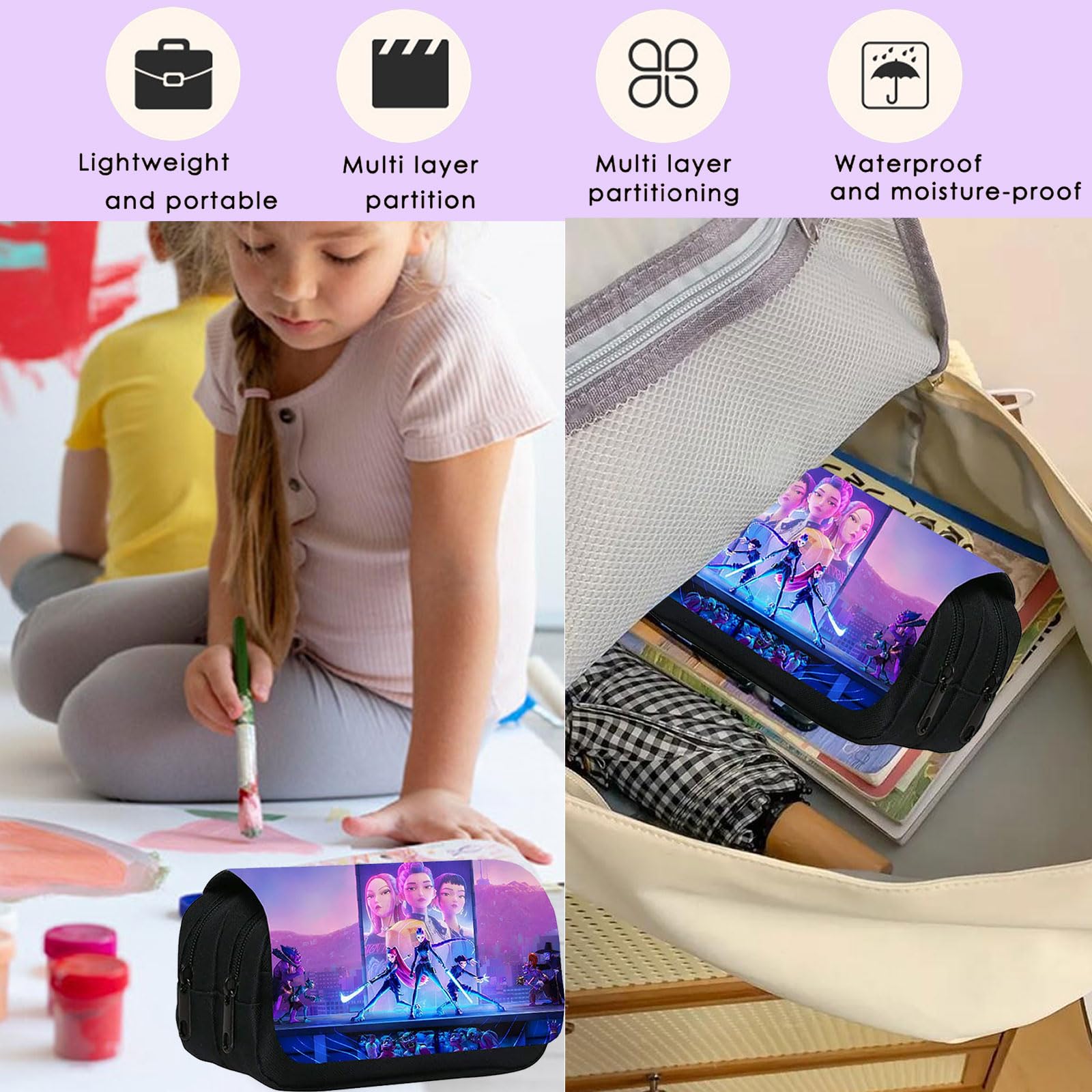 Trousse K-Pop Demon Hunters HUNTR/X à crayons pour filles – Image 5