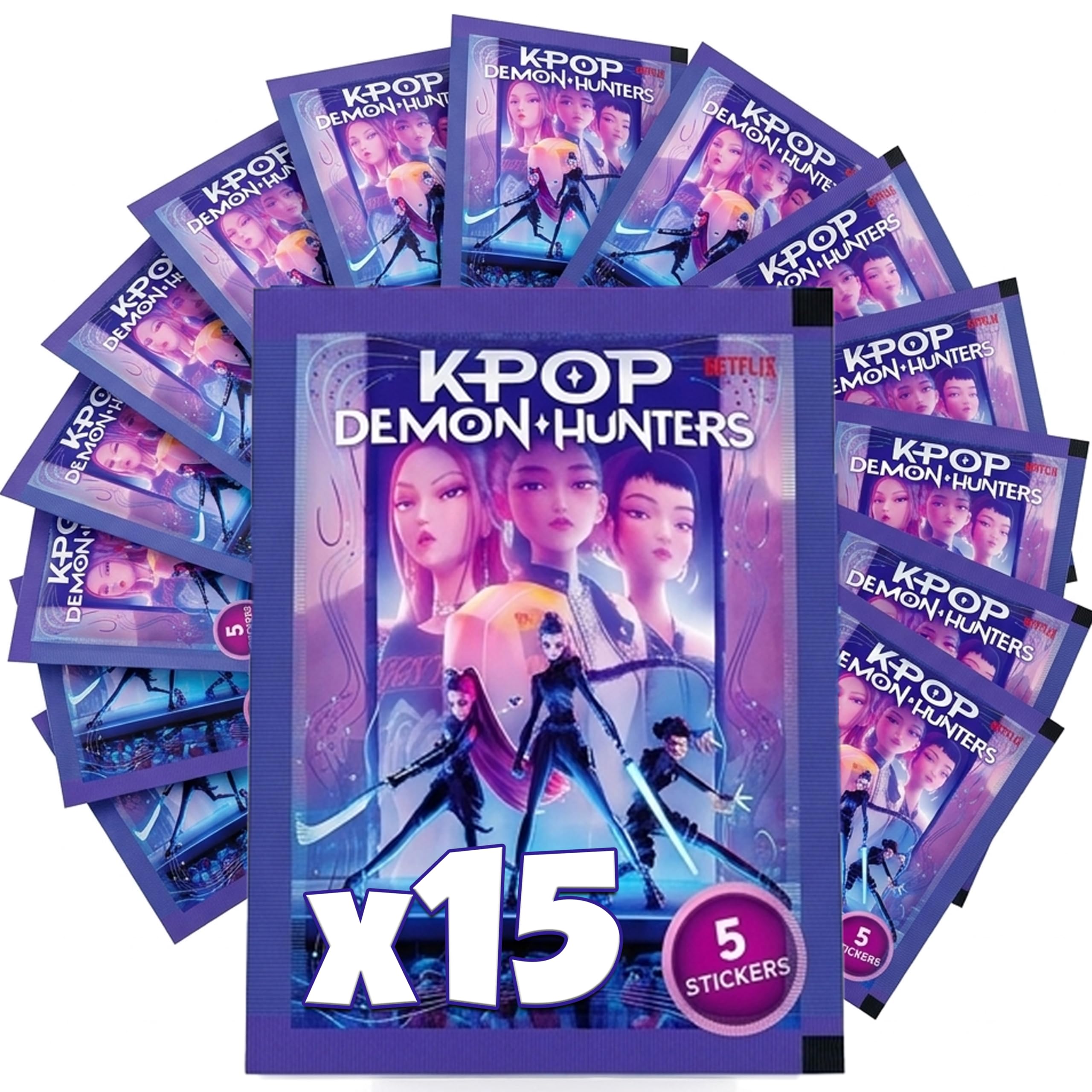 Figurine K-Pop Demon Hunters 15 paquets 75 autocollants