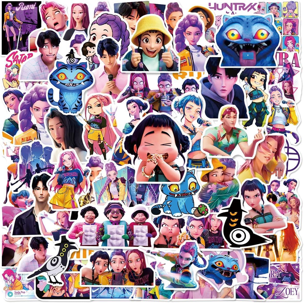 Lot de 60 autocollants K-Pop Demon Hunters design personnages anime