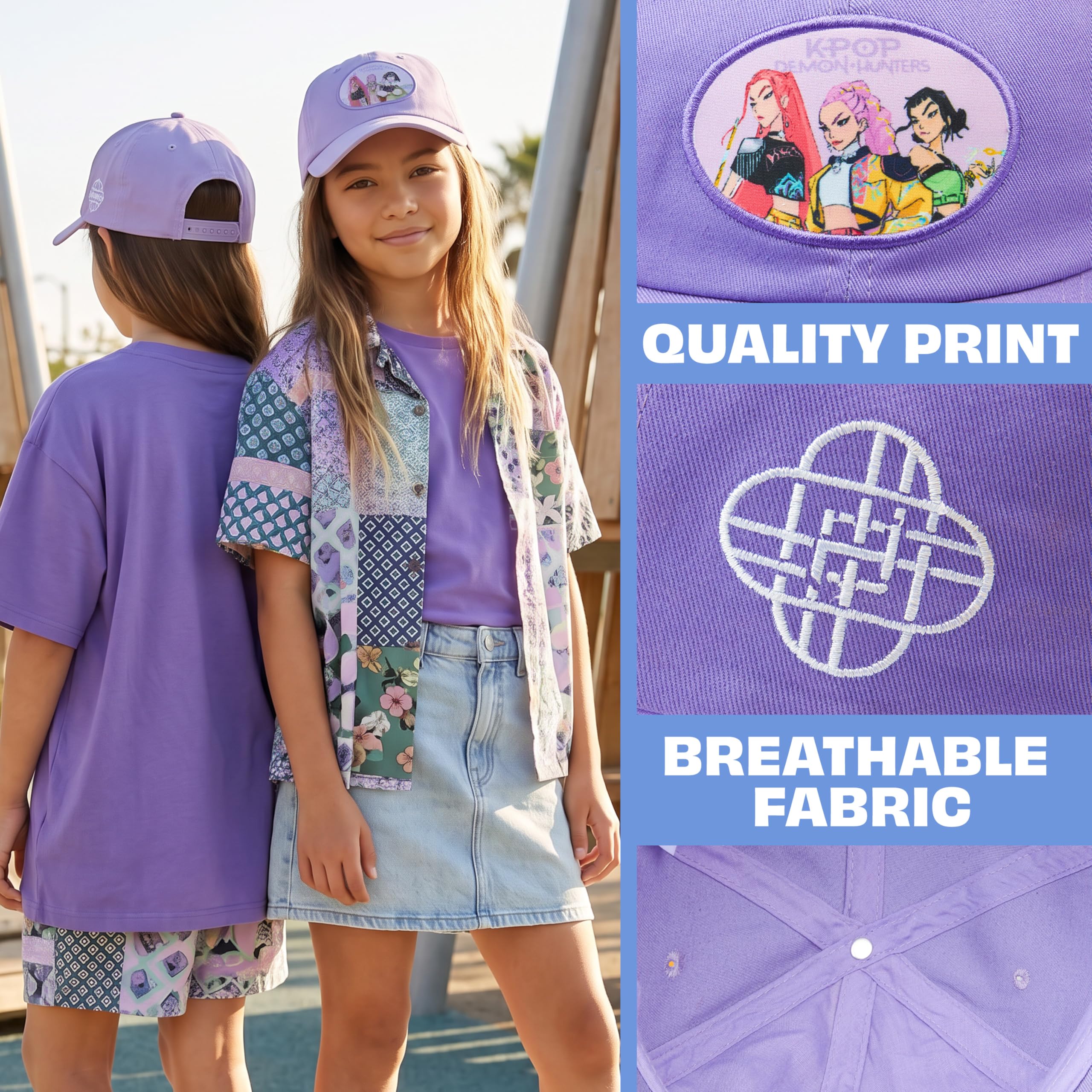 Casquette K-Pop Demon Hunters Huntrix pour Enfant Fille, Queue de Cheval Haute Snapback Réglable – Image 4