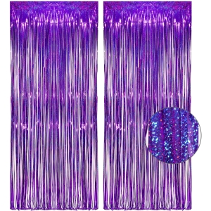 Rideau métallique violet pailleté K-Pop Demon Hunters pour décoration anniversaire