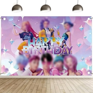 Bannière anniversaire Kpop Demon Hunters 150x100cm JUNERUN