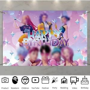 Bannière anniversaire Kpop Demon Hunters 150x100cm JUNERUN - vue 3
