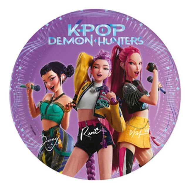 Kit de fête K-Pop Demon Hunters pour anniversaire – assiettes, verres et serviettes – Image 2