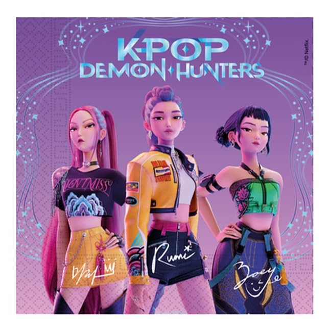 Kit de fête K-Pop Demon Hunters pour anniversaire – assiettes, verres et serviettes – Image 4