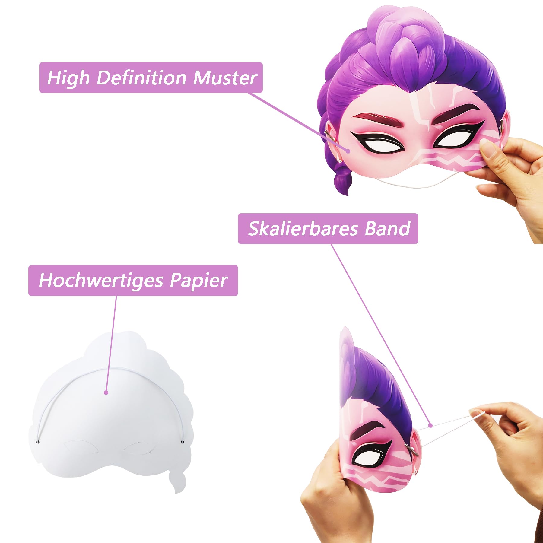 Masques animaux en papier K-Pop Demon Hunters lot de 12 pièces déco anniversaire cosplay – Image 3