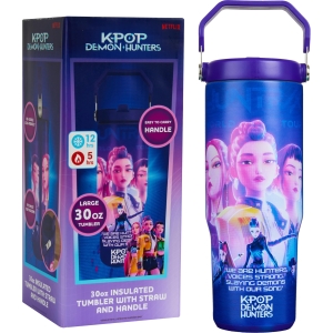 Gobelet isotherme K-Pop Demon Hunters avec paille et poignée 850 ml