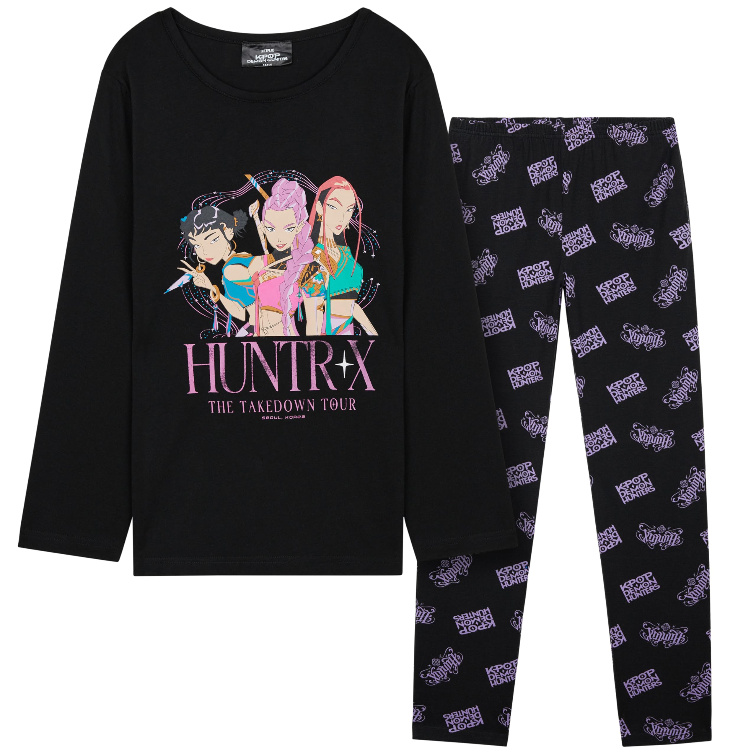 Pyjama K-Pop Demon Hunters Fille 5-14 Ans Haut Doux et Pantalon Long