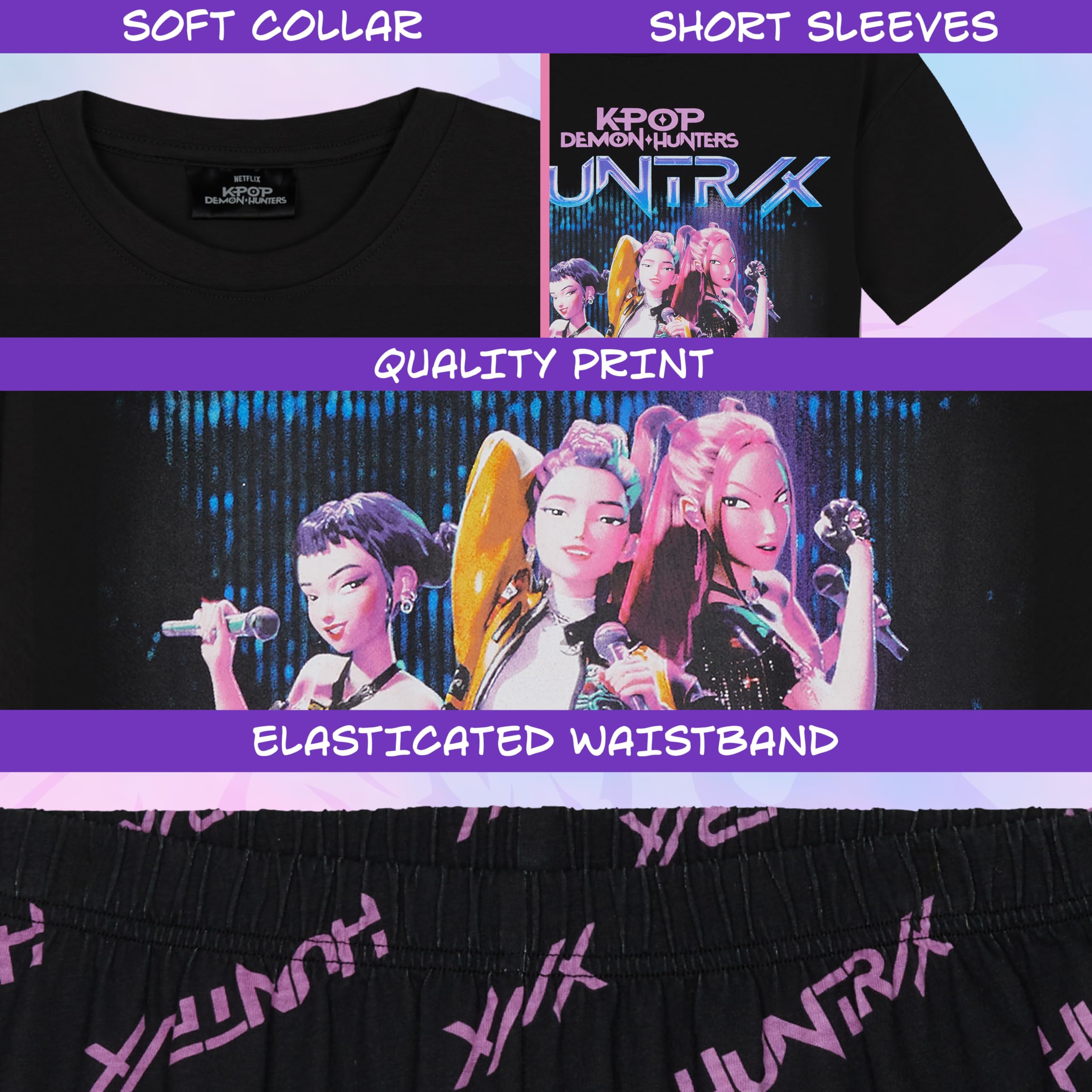 Ensemble Pyjama Fille K-Pop Demon Hunters T-Shirt et Shorts – Image 4