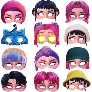 Masques animaux en papier K-Pop Demon Hunters lot de 12 pièces déco anniversaire cosplay