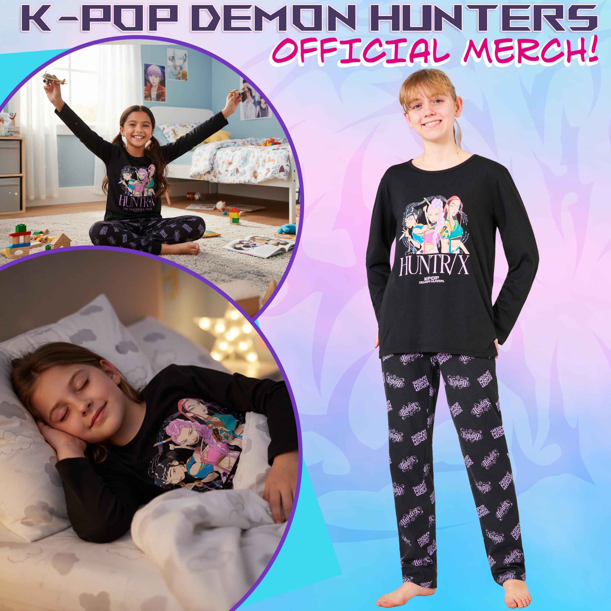 Pyjama K-Pop Demon Hunters Fille 5-14 Ans Haut Doux et Pantalon Long – Image 3