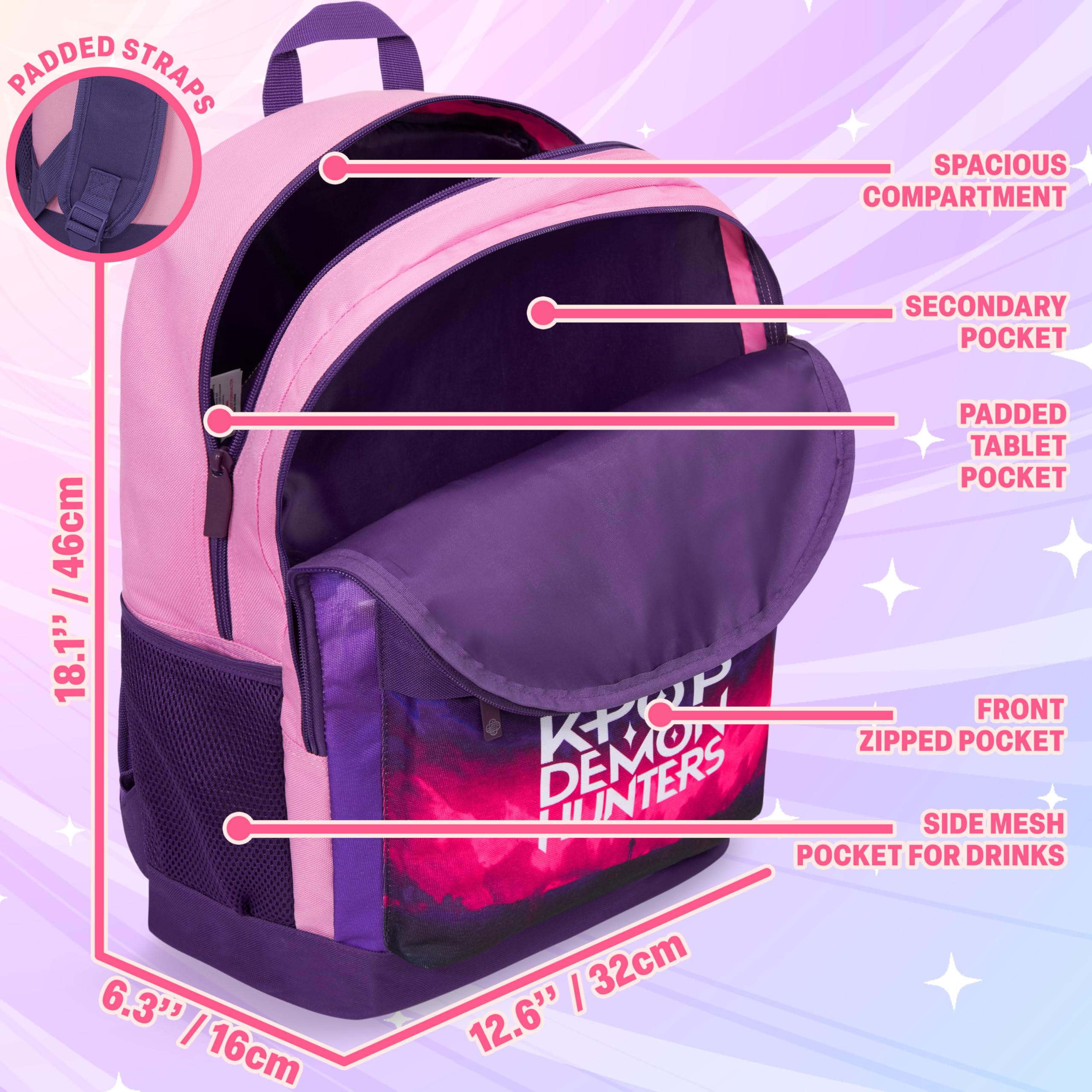 Sac à dos enfant K-Pop Demon Hunters Huntrix violet rose – Image 4