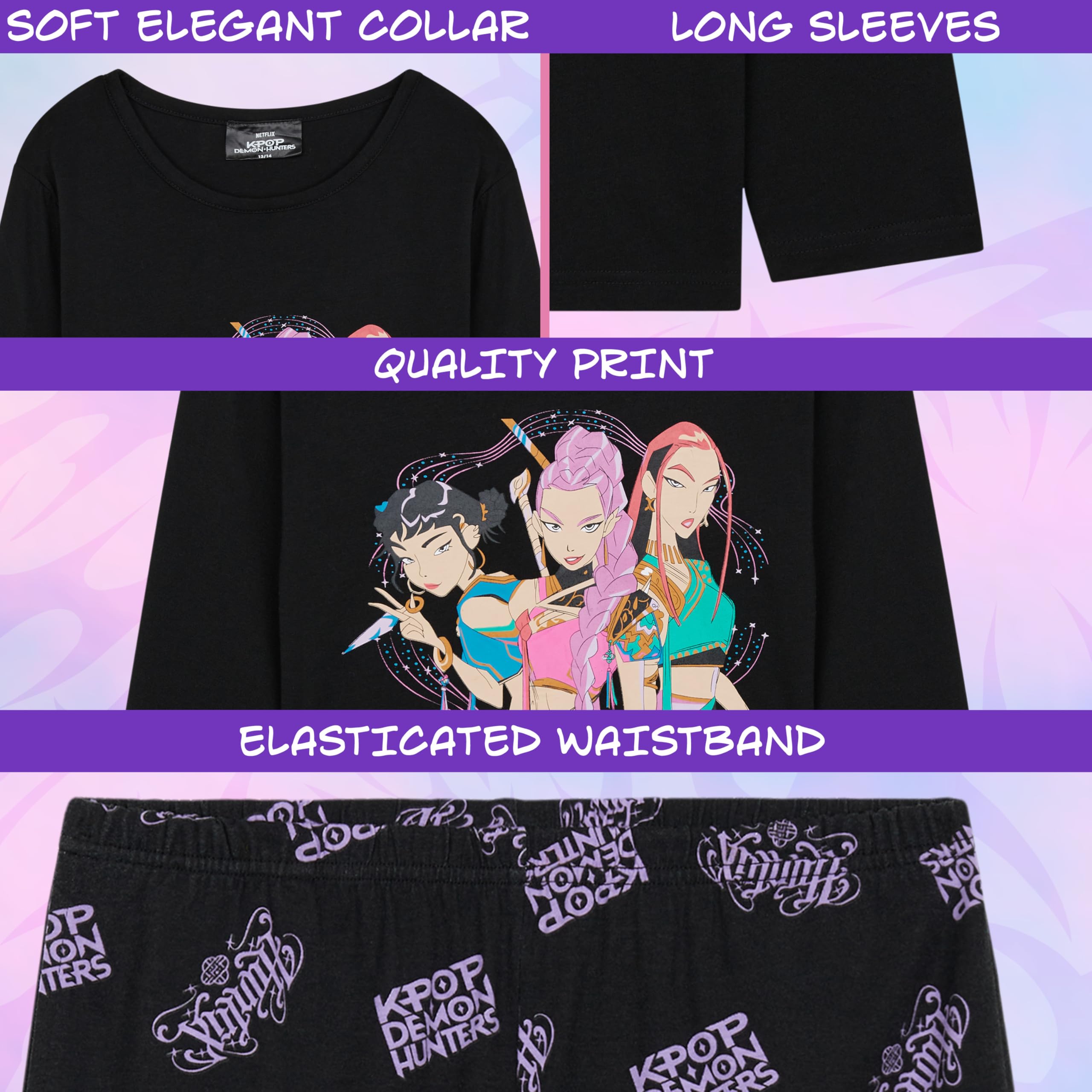 Pyjama K-Pop Demon Hunters Fille 5-14 Ans Haut Doux et Pantalon Long – Image 4