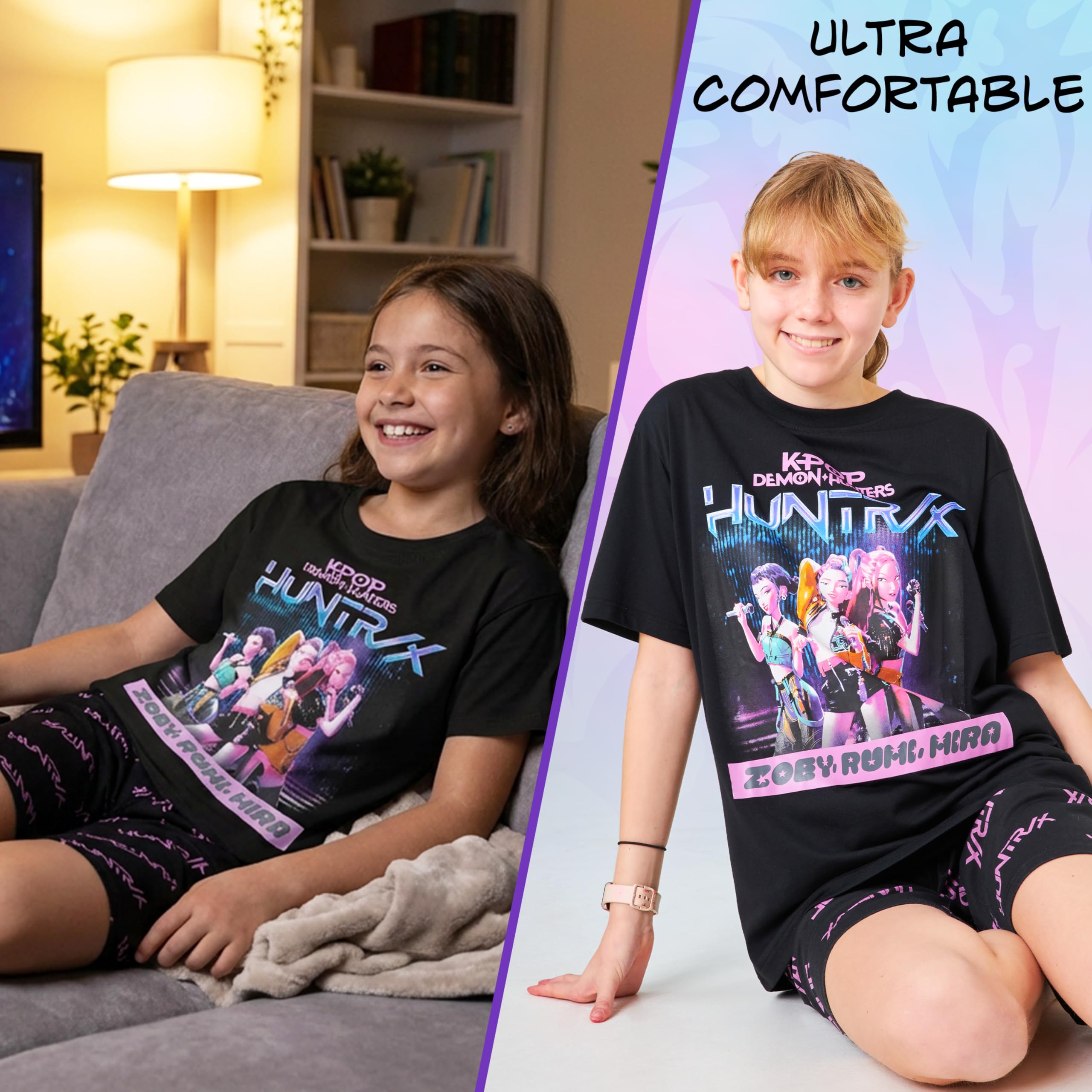 Ensemble Pyjama Fille K-Pop Demon Hunters T-Shirt et Shorts – Image 2
