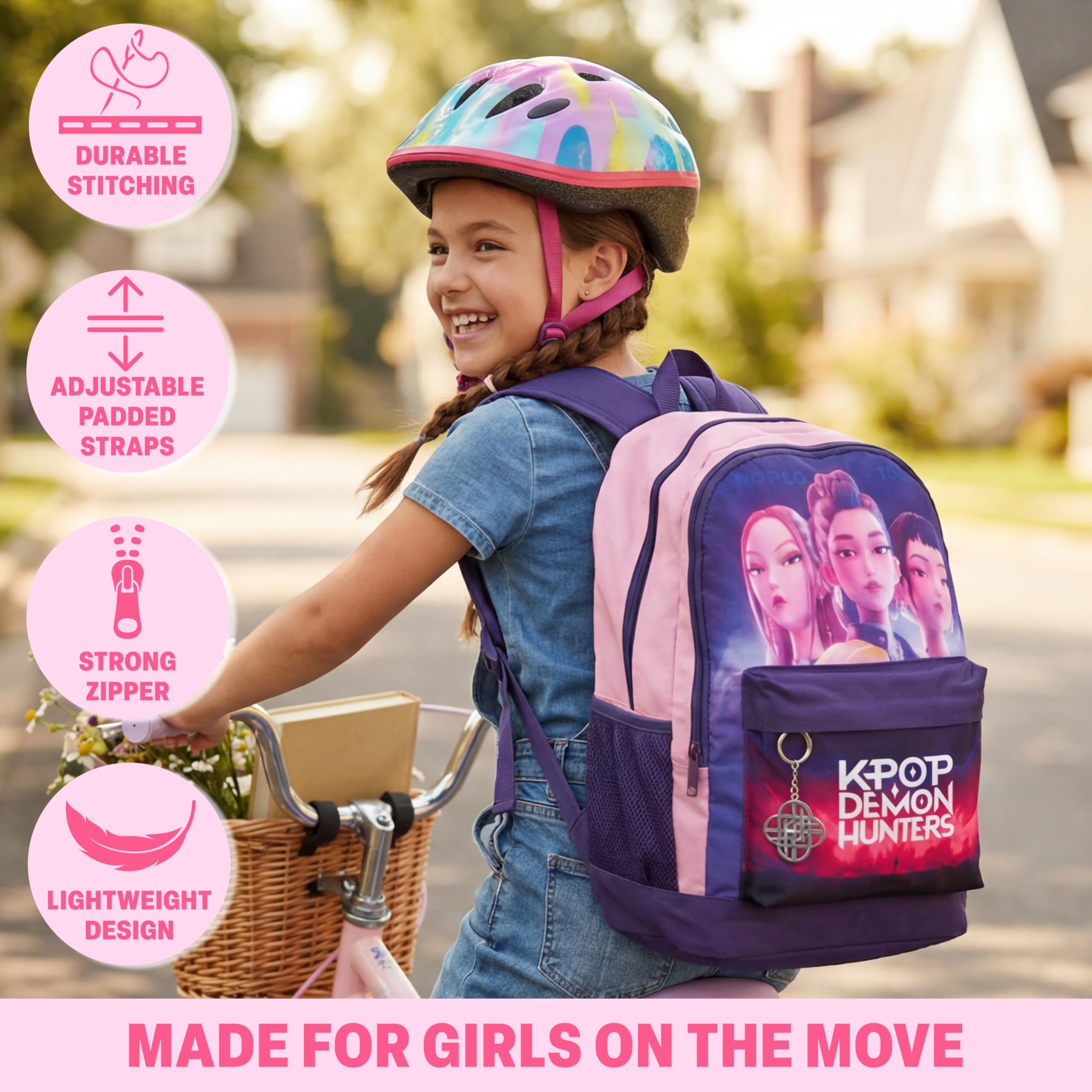 Sac à dos enfant K-Pop Demon Hunters Huntrix violet rose – Image 3