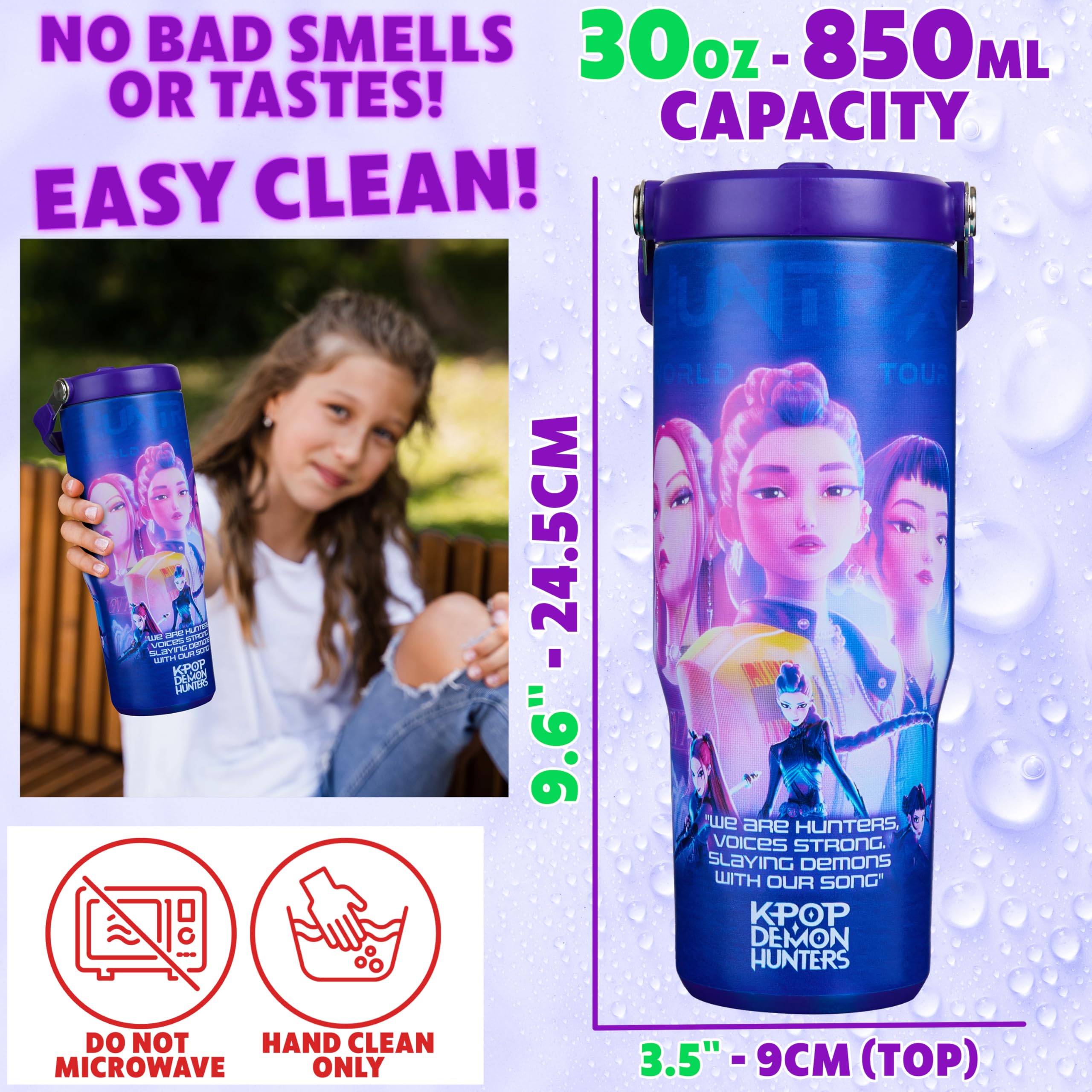 Gobelet isotherme K-Pop Demon Hunters avec paille et poignée 850 ml – Image 6