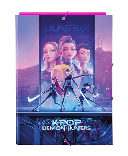 Classeur Folio K-Pop Demon Hunters avec 3 rabats, 26 x 36,5 cm