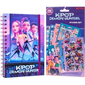 Ensemble Papeterie K-Pop Demon Hunters Cahier et 500 Autocollants