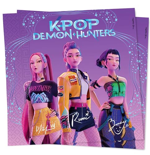Lot de 20 serviettes en papier K-Pop Demon Hunters 33x33 cm