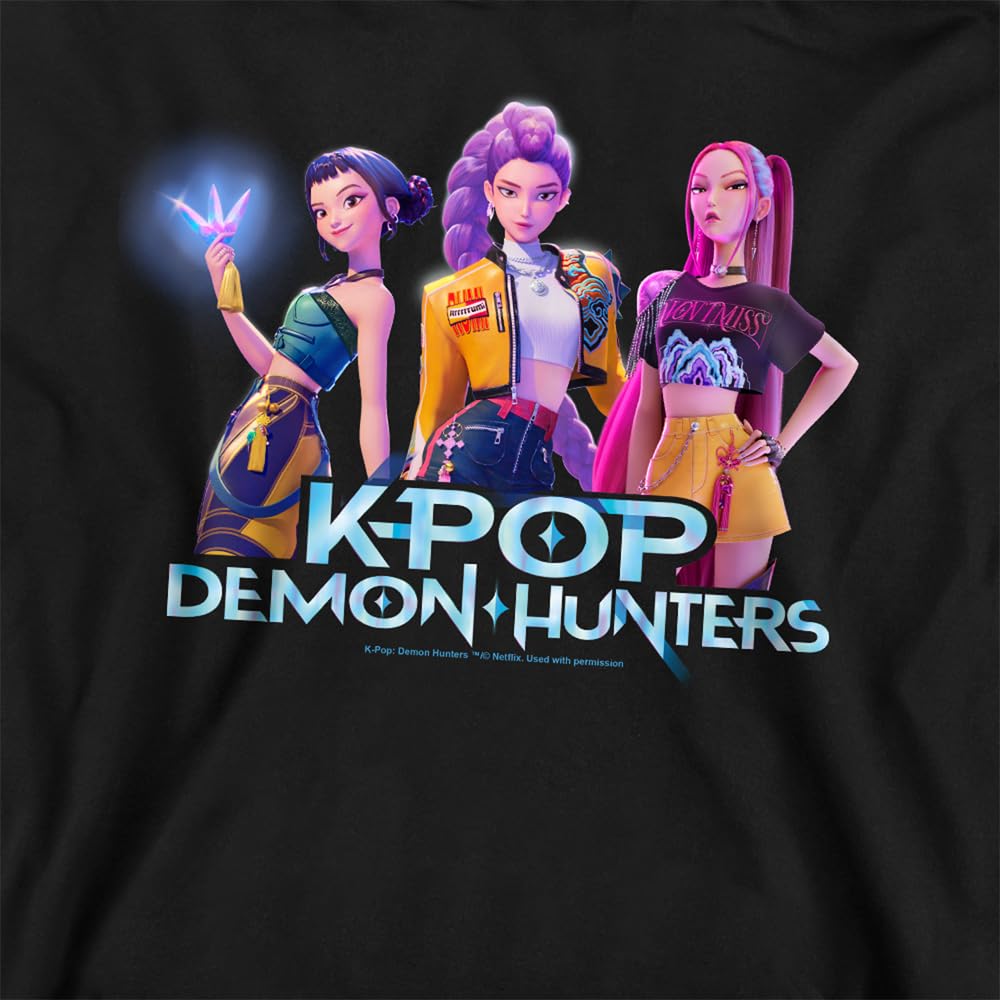 Pull Hoodie K-Pop Demon Hunters Huntrix Enfant Noir – Image 2