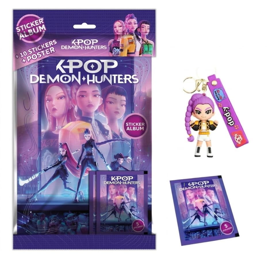 Album de figurines K-Pop Demon Hunters avec 10 sachets et porte-clés