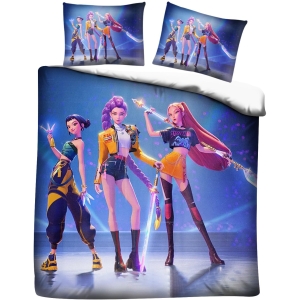 Parure de lit K-Pop Demon Hunters avec housse de couette 140x200 et taies d'oreiller