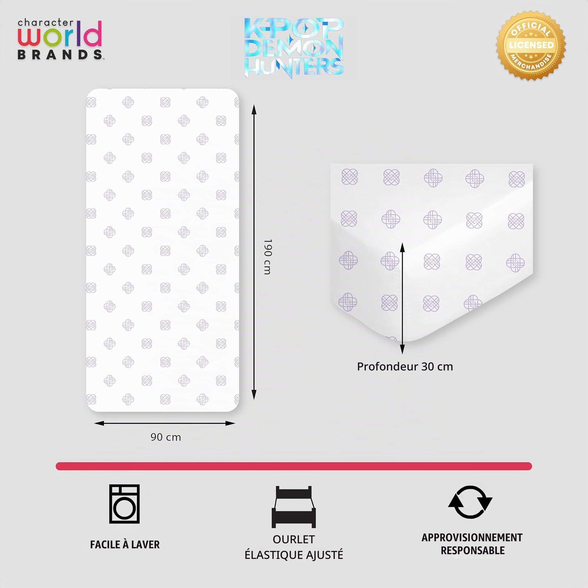 Drap-Housse Simple K-Pop Demon Hunters Motif Huntrix Emblem – Image 2