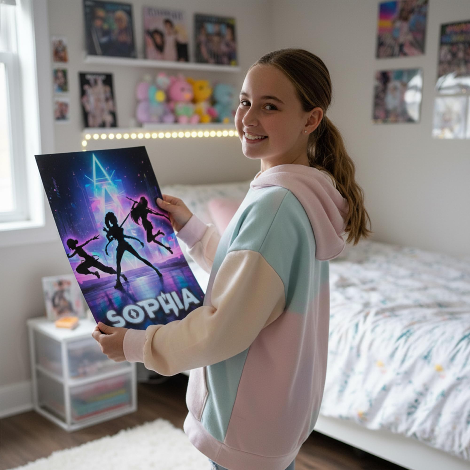 Poster K-Pop Demon Hunters Prénom Néon Guerrières – Image 2