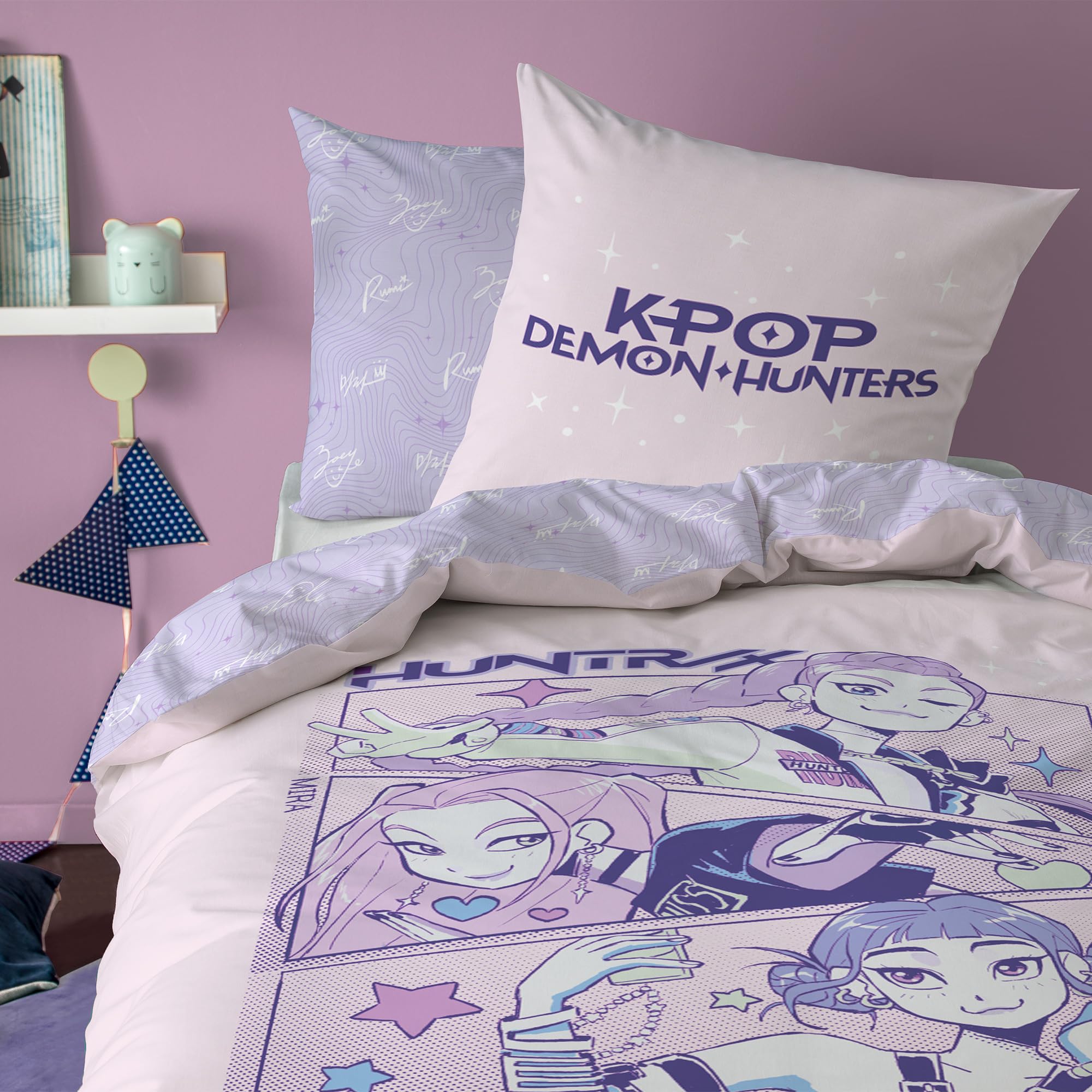 Parure de lit K-Pop Demon Hunters OMYDREAM 2 pièces 140x200 cm réversible