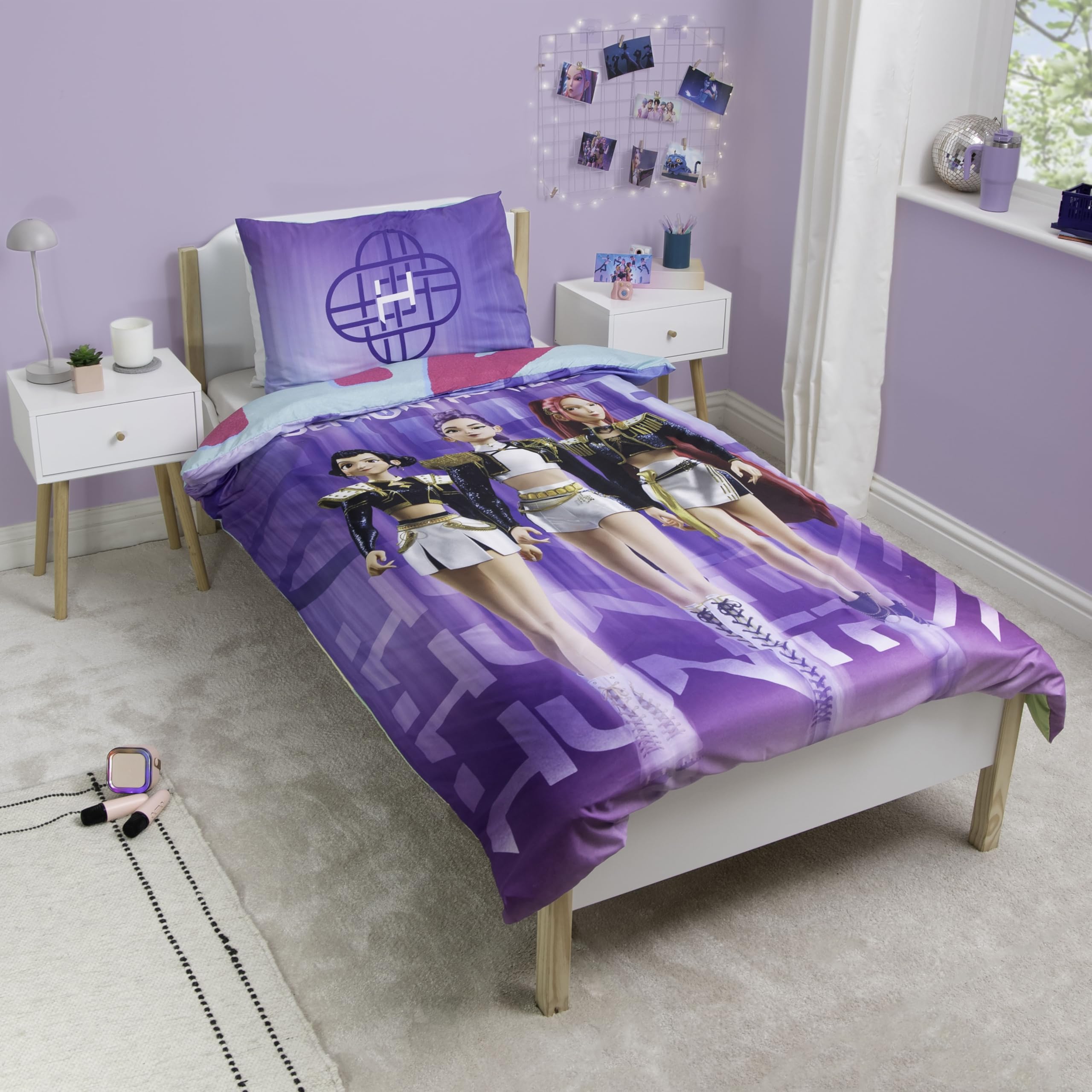 Parure de lit K-Pop Demon Hunters motif Huntrix et Saja réversible – Image 2