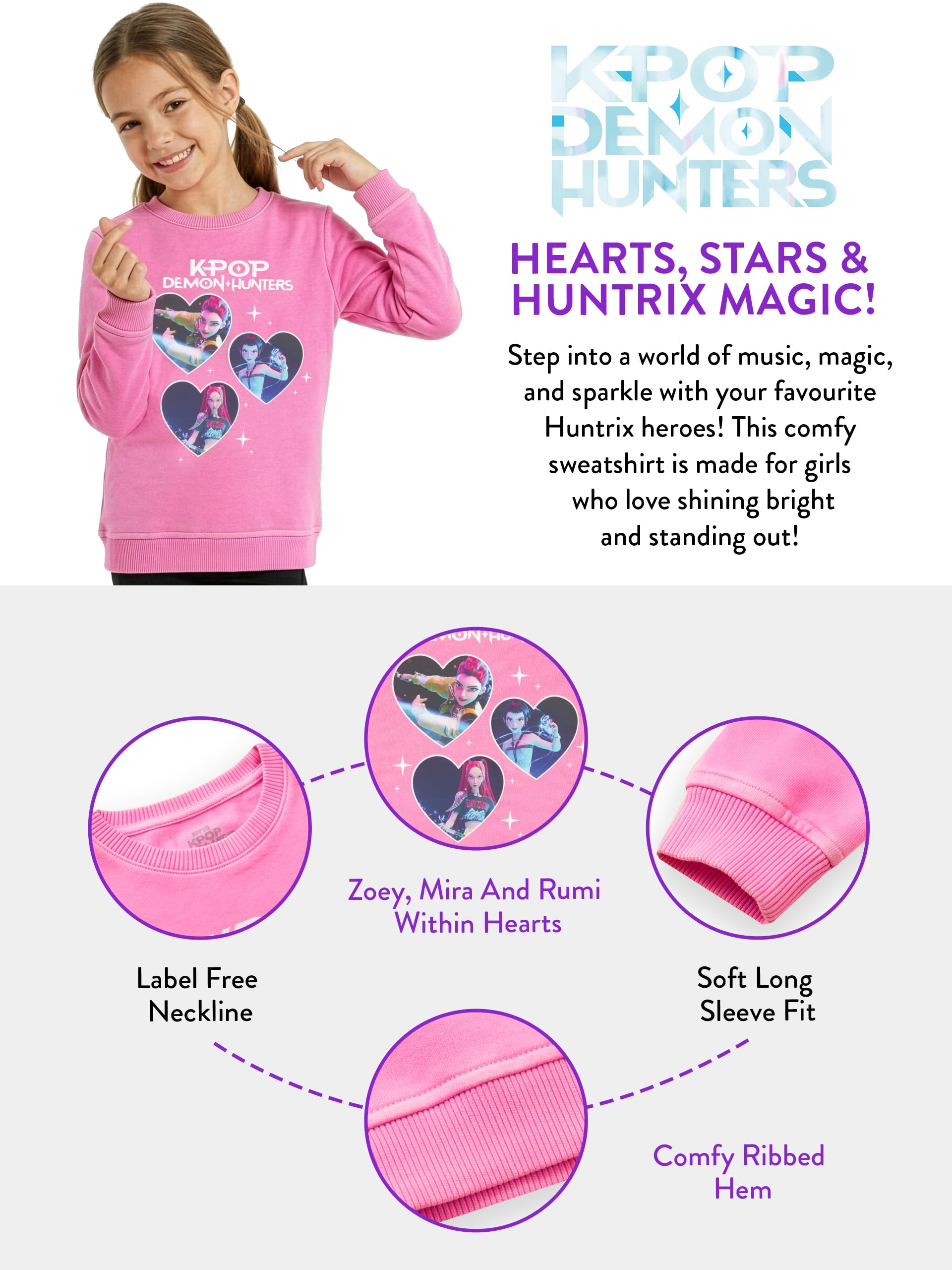Pull K-Pop Demon Hunters Enfant Mira, Rumi & Zoey Kpop Hearts Huntrix – Image 6