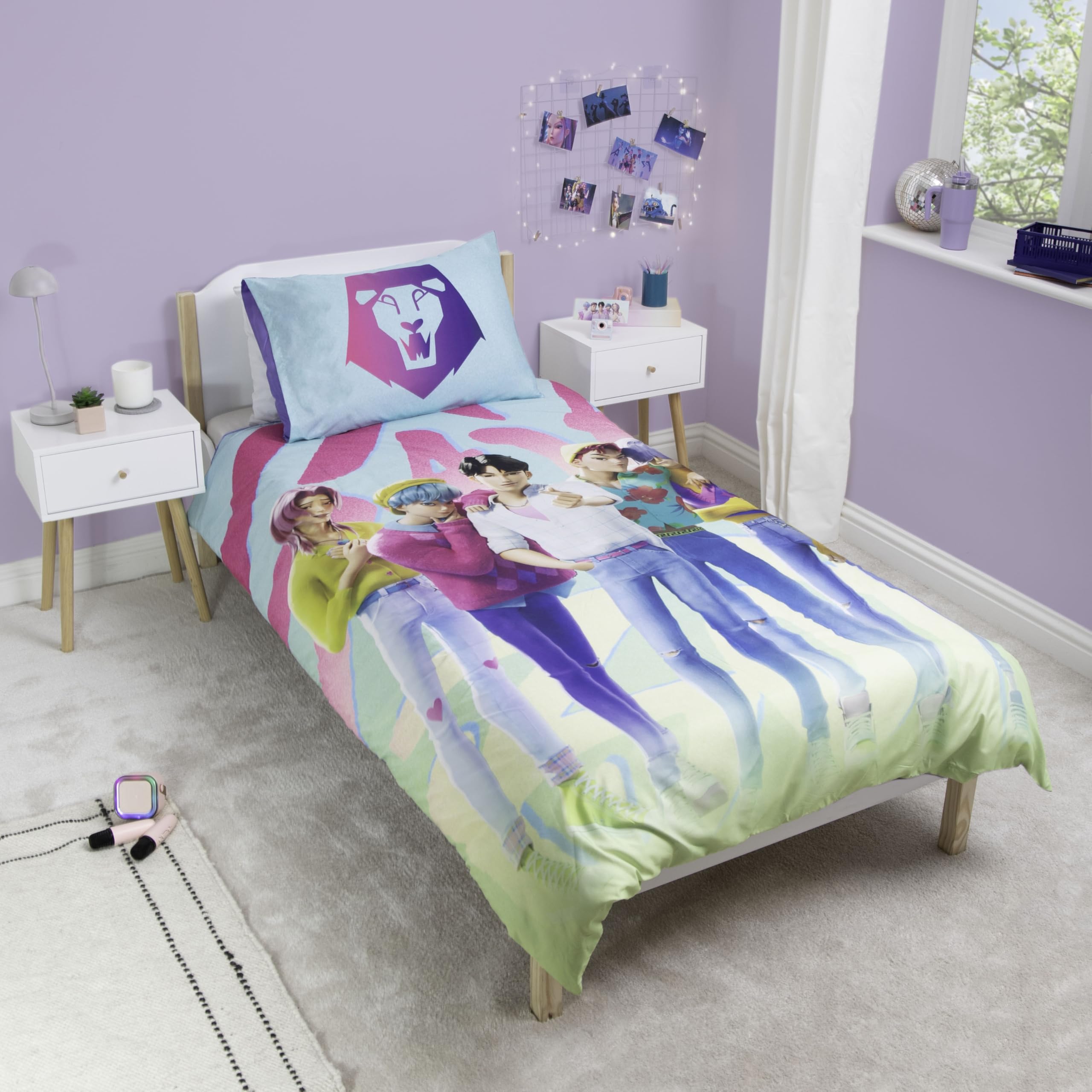 Parure de lit K-Pop Demon Hunters motif Huntrix et Saja réversible – Image 3