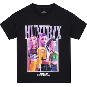 T-shirt fille K-Pop Demon Hunters Huntrix manches courtes noir