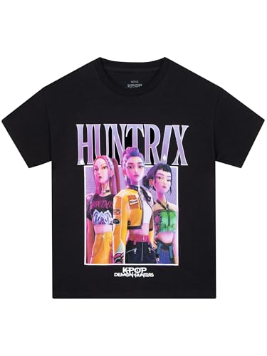 T-shirt fille K-Pop Demon Hunters Huntrix manches courtes noir