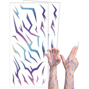 Tatouages temporaires K-Pop Demon Hunters violets motifs démon - 2 feuilles