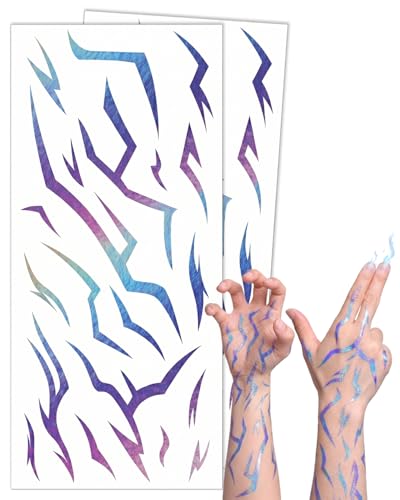Tatouages temporaires K-Pop Demon Hunters violets motifs démon - 2 feuilles