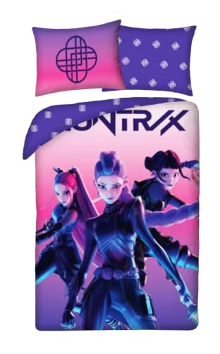 Parure de lit simple K-Pop Demon Hunters Battle rose en coton