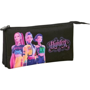 Trousse triple K-Pop Demon Hunters noire 22 x 12 cm