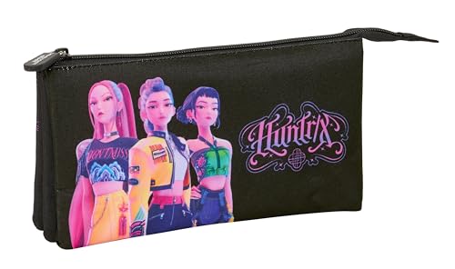 Trousse triple K-Pop Demon Hunters noire 22 x 12 cm