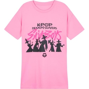 T-shirt K-Pop Demon Hunters Saja Boys col rond rose fille